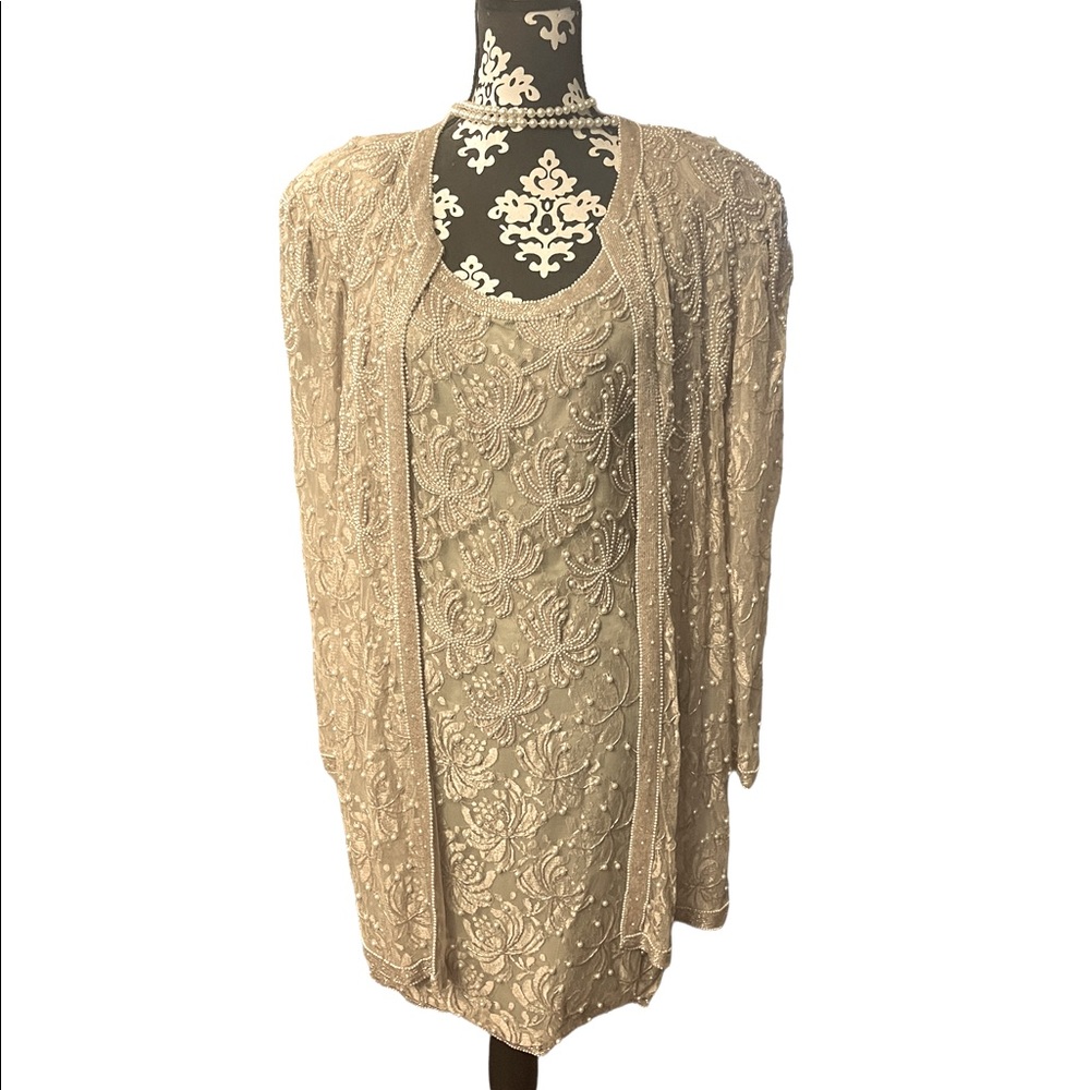 Brilliante by J.A. 2 piece vintage Medium beaded formal dress